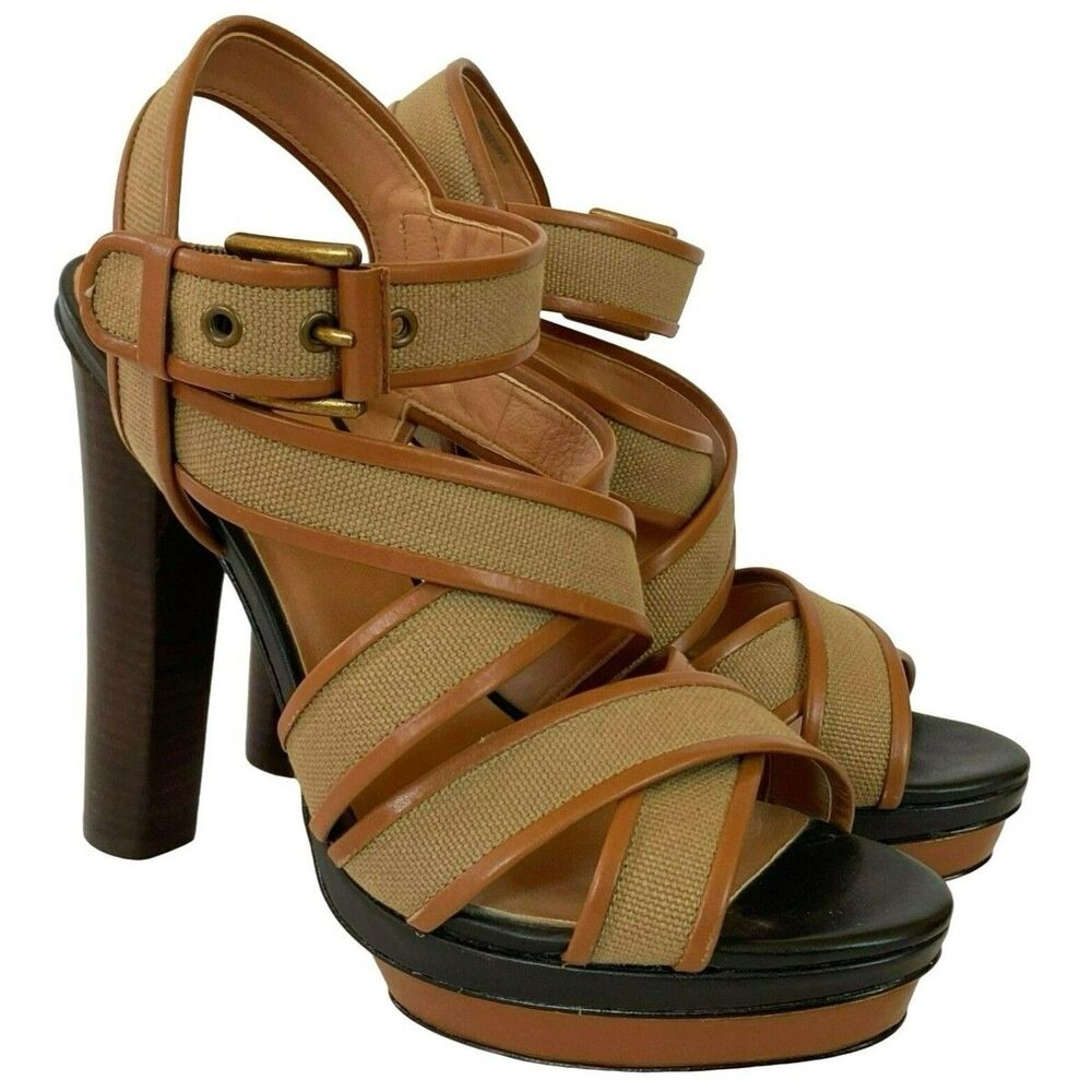 Ann Taylor Rosemary Canvas Platform Heels Shoe Size 8.5